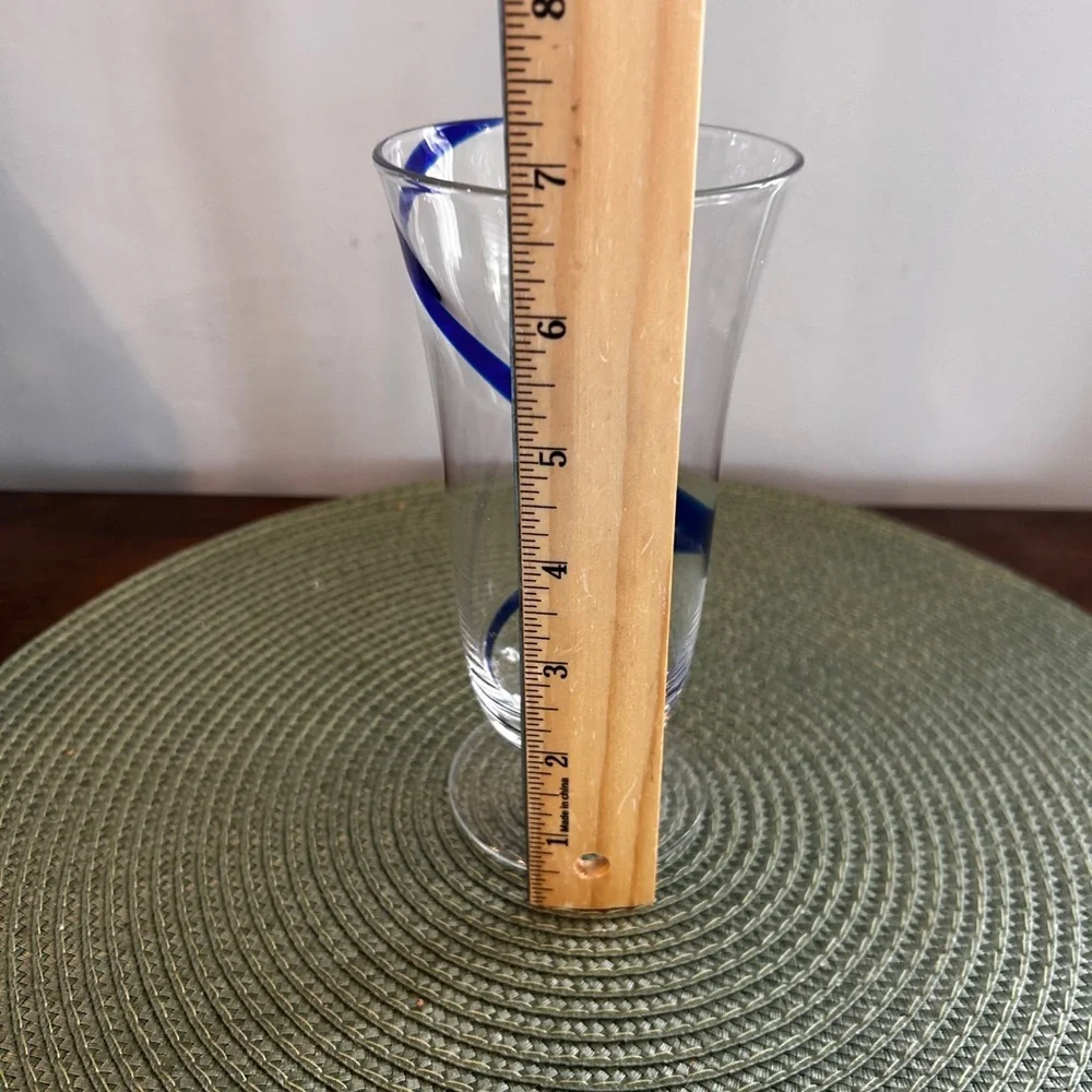 Pier 1 Swirline Cobalt Blue Iced Tea Water Glass 14 ounce in Pristine Condition